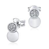 2 Round Overlap Silver Stud Earring STS-3245